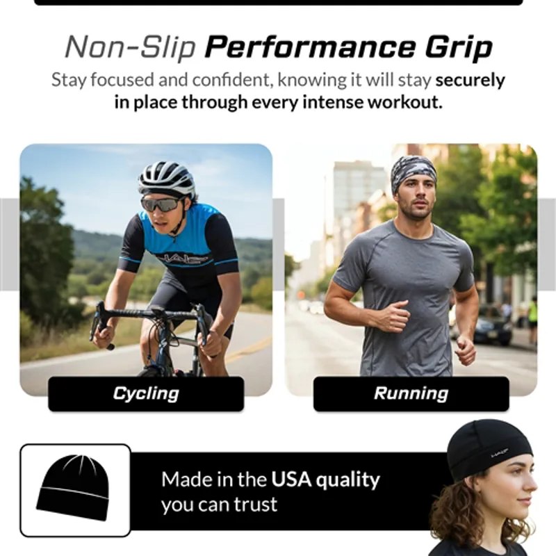 Halo Skull Cap Black Sweat Wicking Sun Protection in Black-2